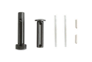 American Defense Enahnced takedown pivot pin kit includes springs, detents, and hardened steel pivot pins.